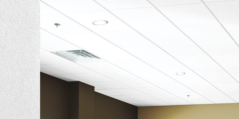 Wood fiber ceiling tiles