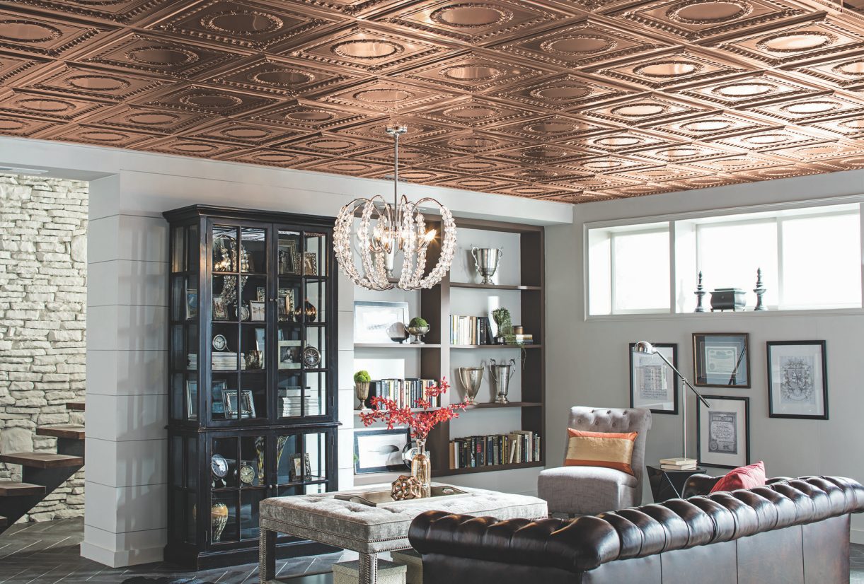 Copper Ceiling Look Ceilings Armstrong Residential - How To Install Tin Ceiling Tiles In Basement